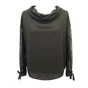 Zara lace sleeve draped neck top, work wear, work top, size Xs fits small